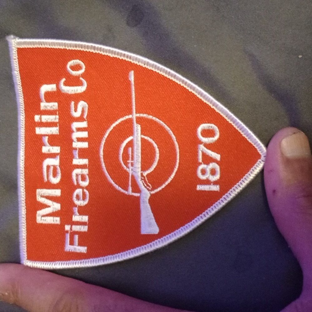 Marlin Firearms Patch 4X4.5 in. New Old Stock Never Used Red & White, Rare